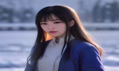 日韩一区二区院线电影《樱花与雪》剧照，男女主角在日本北海道雪原中相拥，唯美空旷冬日风光